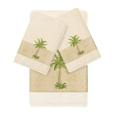 Linum Home Textiles Colton Embellished 3-pc. Bath Towel Set In White