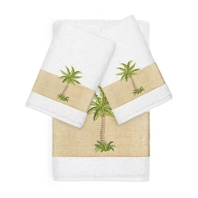 Linum Home Textiles Colton Embellished 3-pc. Bath Towel Set In White