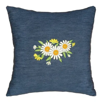 Linum Home Textiles Decorative Square Cotton Pillow Cover In Denim Blue