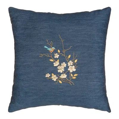 Linum Home Textiles Decorative Square Cotton Pillow Cover In Denim Blue