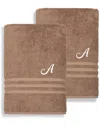 Linum Home Textiles Denzi 2pc Monogrammed Bath Sheet Set In Brown