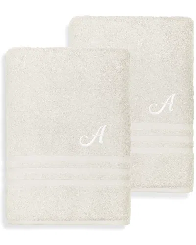 LINUM LINUM HOME TEXTILES DENZI 2PC MONOGRAMMED BATH TOWEL SET