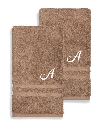 LINUM LINUM HOME TEXTILES DENZI 2PC MONOGRAMMED HAND TOWEL SET