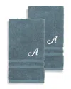 Linum Home Textiles Denzi 2pc Monogrammed Hand Towel Set In Blue