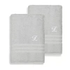 Linum Home Textiles Denzi Monogram Towel Collection 2-pc. Bath Sheet In Gray