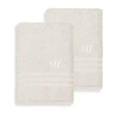 Linum Home Textiles Denzi Monogram Towel Collection 2-pc. Bath Sheet In Sand