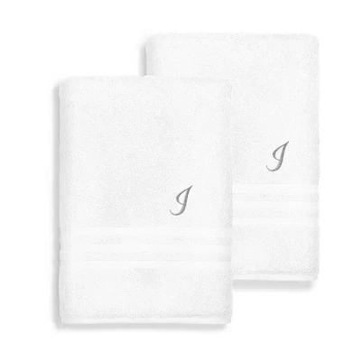 Linum Home Textiles Denzi Monogram Towel Collection 2-pc. Bath Sheet In White