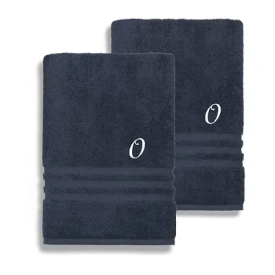 Linum Home Textiles Denzi Monogram Towel Collection 2-pc. Bath Towel In Blue
