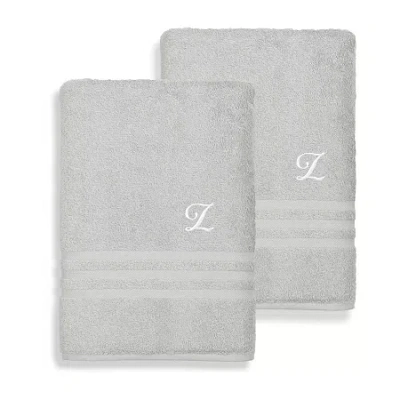 Linum Home Textiles Denzi Monogram Towel Collection 2-pc. Bath Towel In Gray