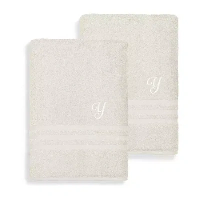 Linum Home Textiles Denzi Monogram Towel Collection 2-pc. Bath Towel In Sand