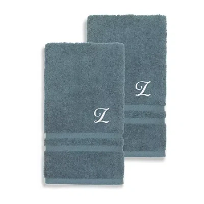Linum Home Textiles Denzi Monogram Towel Collection 2-pc. Hand Towel In Blue