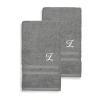Linum Home Textiles Denzi Monogram Towel Collection 2-pc. Hand Towel In Gray