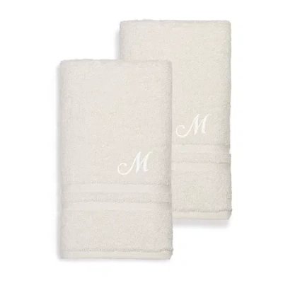 Linum Home Textiles Denzi Monogram Towel Collection 2-pc. Hand Towel In Sand