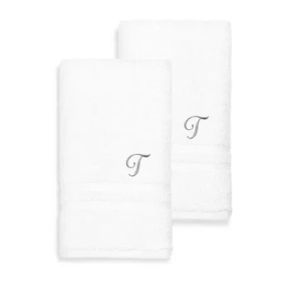 Linum Home Textiles Denzi Monogram Towel Collection 2-pc. Hand Towel In White