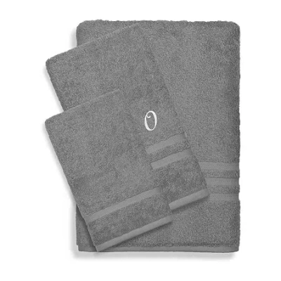 Linum Home Textiles Denzi Monogram Towel Collection 3-pc. Bath Towel Set In Gray