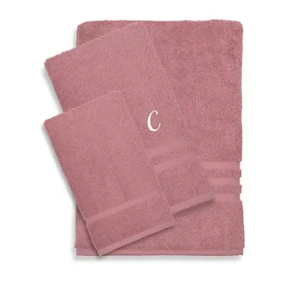 Linum Home Textiles Denzi Monogram Towel Collection 3-pc. Bath Towel Set In Pink