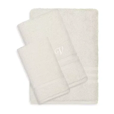 Linum Home Textiles Denzi Monogram Towel Collection 3-pc. Bath Towel Set In Sand