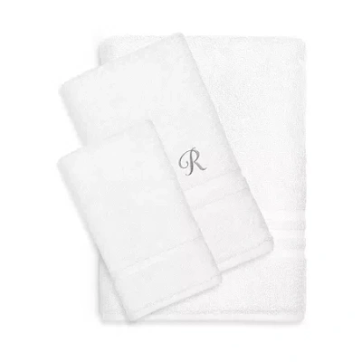 Linum Home Textiles Denzi Monogram Towel Collection 3-pc. Bath Towel Set In White