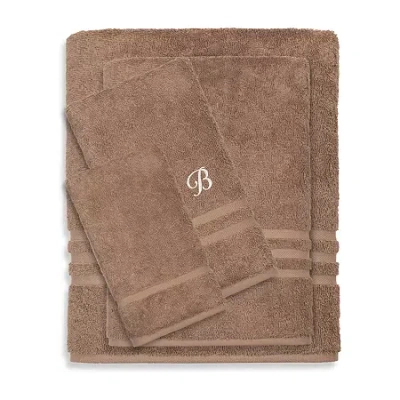 Linum Home Textiles Denzi Monogram Towel Collection 4-pc. Bath Towel Set In Brown