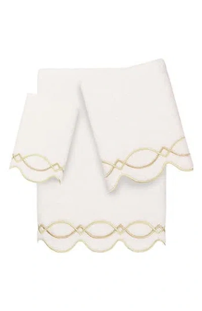 Linum Home Textiles Diamond Chain Scallop 3-piece Towel Set In Multi