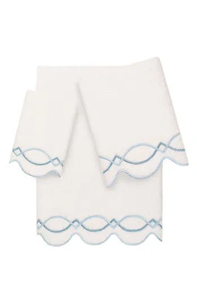 Linum Home Textiles Diamond Chain Scallop 3-piece Towel Set In Blue