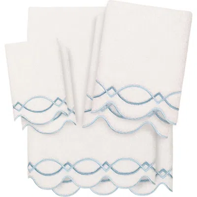 Linum Home Textiles Diamond Chain Scallop 6-piece Assorted Towels Set In Blue