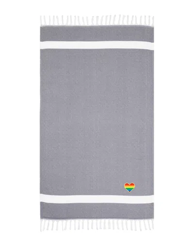 Linum Home Textiles Diamond Rainbow Heart Beach Towel In Grey