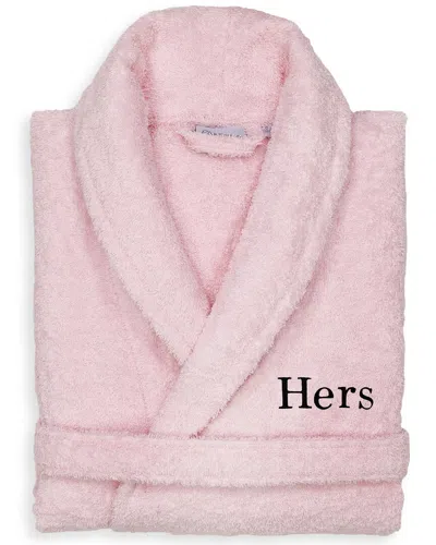 Linum Home Textiles Dnu  100% Turkish Cotton Embroidered ''hers'' Terry Bathrobe In Pink