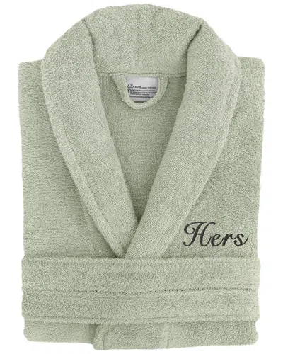 Linum Home Textiles Dnu  100% Turkish Cotton Embroidered ''hers'' Terry Bathrobe In Gray