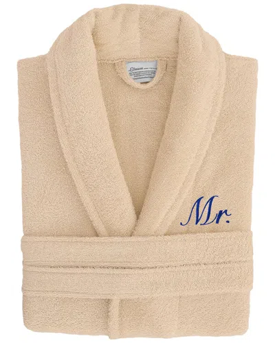 Linum Home Textiles Dnu  100% Turkish Cotton Embroidered ''mr.'' Terry Bathrobe In Brown