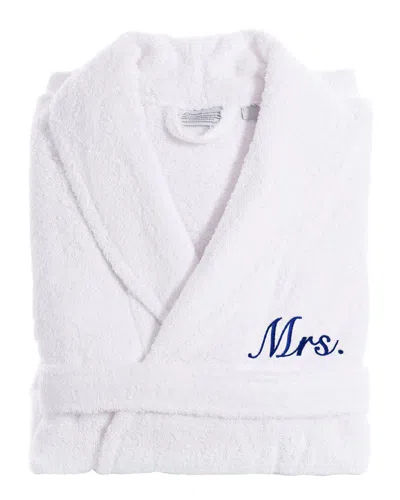 Linum Home Textiles Dnu  100% Turkish Cotton Embroidered ''mrs.'' Terry Bathrobe In White