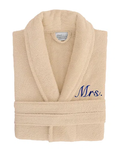 Linum Home Textiles Dnu  100% Turkish Cotton Embroidered ''mrs.'' Terry Bathrobe In Brown