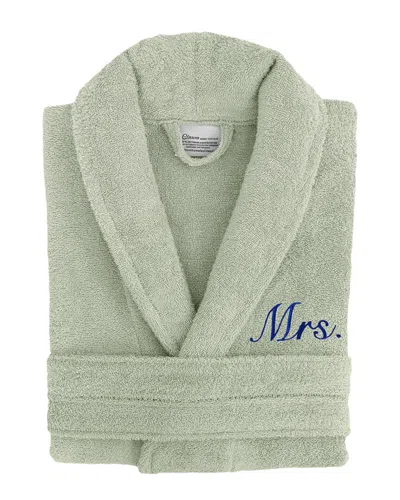Linum Home Textiles Dnu  100% Turkish Cotton Embroidered ''mrs.'' Terry Bathrobe In Green