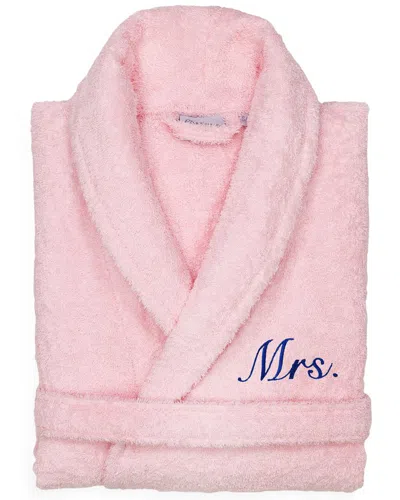 Linum Home Textiles Dnu  100% Turkish Cotton Embroidered ''mrs.'' Terry Bathrobe In Pink