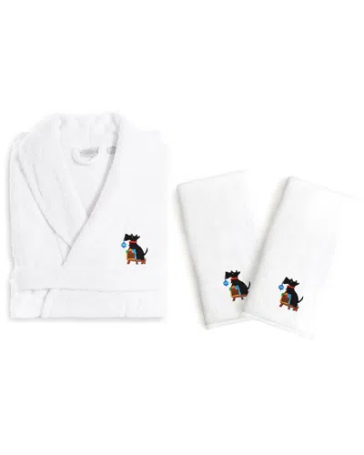 Linum Home Textiles Dnu  Christmas Dog Turkish Cotton Hand Towels & Terry Bathrobe Set