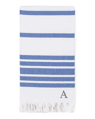 Linum Home Textiles Dnu  Turkish Cotton Personalized Terry Bathrobe (monogram A-z) In Blue