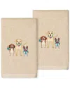 Linum Home Textiles Dogs - Embroidered Luxury 100% Turkish Cotton Hand Towels (set Of 2) In Sand