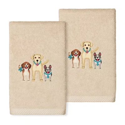 Linum Home Textiles Dogs Embroidered 2-pc. Hand Towel In Neutral