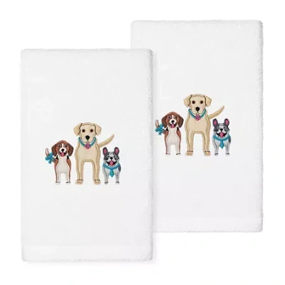 Linum Home Textiles Dogs Embroidered 2-pc. Hand Towel In White