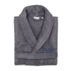 Linum Home Textiles Embroidered Bride Terry Bathrobe Unisex Adult Terry Cloth Long Sleeve Long Length Robe In Gray