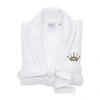 Linum Home Textiles Embroidered Cheetah Crown Waffle Terry Bathrobe Unisex Adult Waffle Long Sleeve Long Length Robe In White