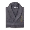 Linum Home Textiles Embroidered Christmas Tree Terry Bathrobe Unisex Adult Terry Cloth Long Sleeve Long Length Robe In Gray
