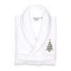 Linum Home Textiles Embroidered Christmas Tree Terry Bathrobe Unisex Adult Terry Cloth Long Sleeve Long Length Robe In White