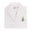 Linum Home Textiles Embroidered Christmas Tree Waffle Weave Bathrobe Unisex Adult Waffle Long Sleeve Long Length Robe In White
