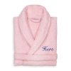 Linum Home Textiles Embroidered Hers Terry Bathrobe Unisex Adult Terry Cloth Long Sleeve Long Length Robe In Pink