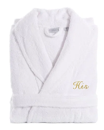 Linum Home Textiles Embroidered His Terry Bathrobe In White