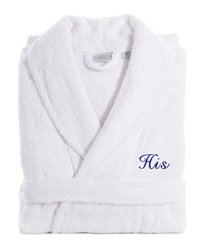 Linum Home Textiles Embroidered His Terry Bathrobe In White