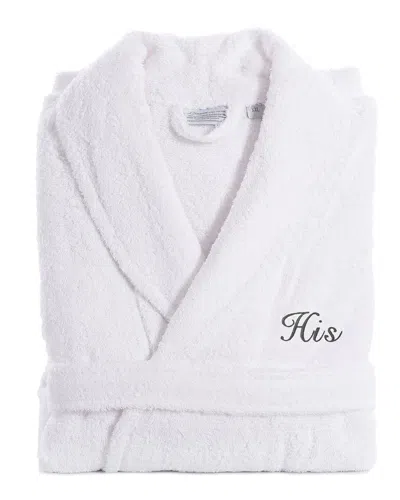 Linum Home Textiles Embroidered His Terry Bathrobe In White