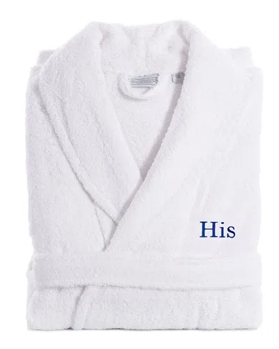 Linum Home Textiles Embroidered His Terry Bathrobe In White