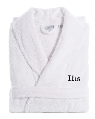 Linum Home Textiles Embroidered His Terry Bathrobe In White